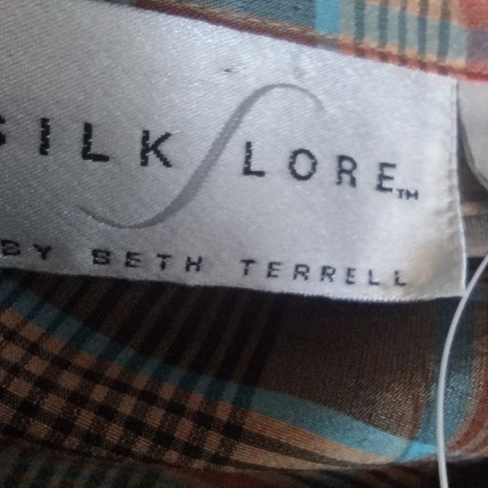 SILK LORE 100% PURE SILK LONG SLEEVE BUTTON DOWN SHIRT SIZE LARGE - Picture 5 of 8